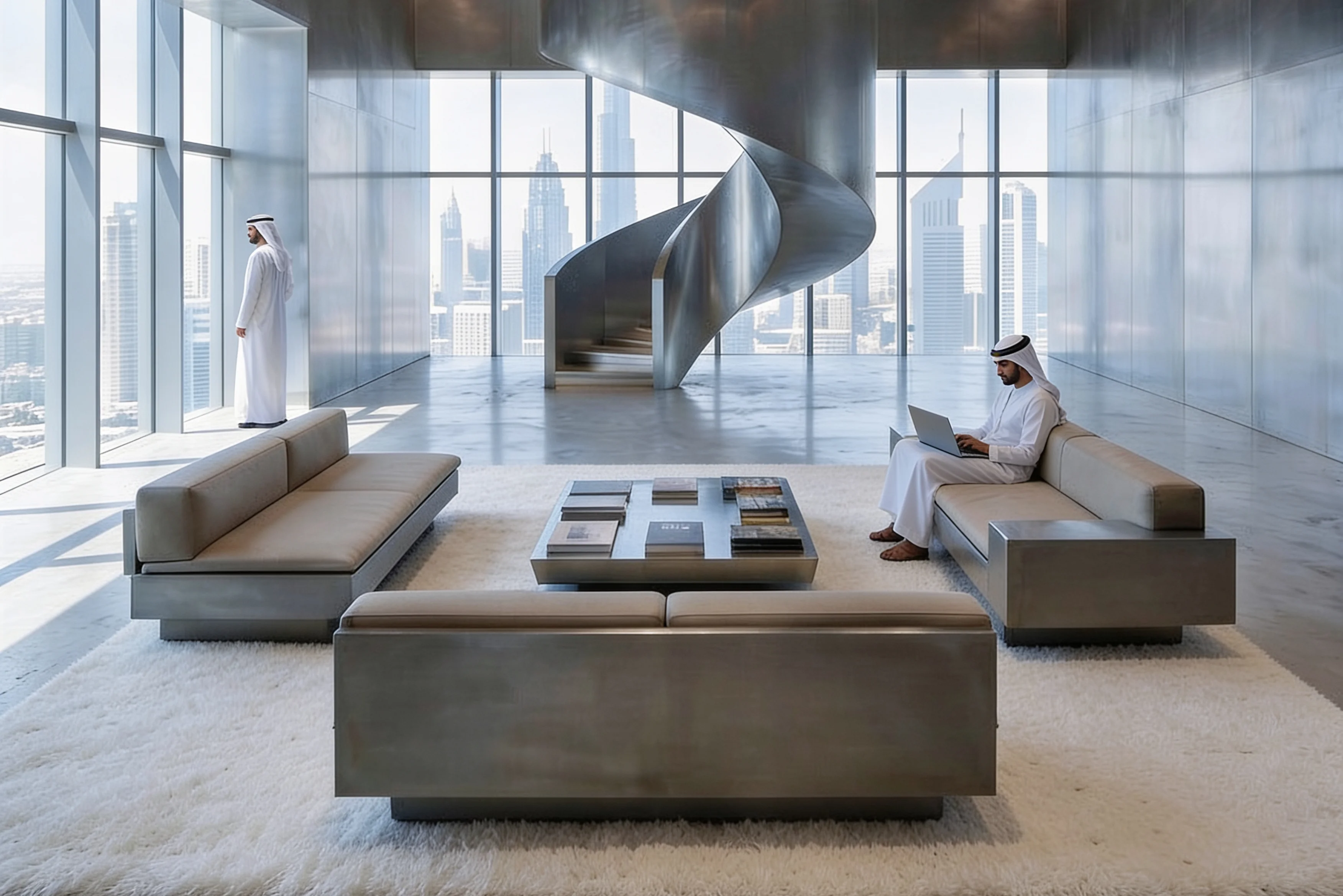 Penthouse Downtown Dubai — Living interior by Studio By Three